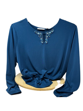 Susan Graver Liquid Knit Top W/Keyhole Embellishments size 1X(18W-20W)